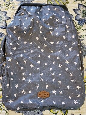 JJ Cole Car Seat Cover Stroller Accessory Fleece Stars Gray Infant Baby